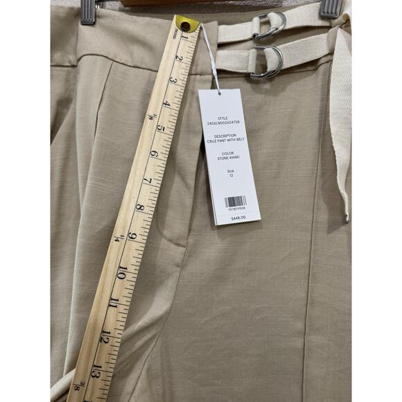 Veronica Beard Cruz Linen Blend Straight Leg Pants With Belt Womens Size 12 - Picture 7 of 7